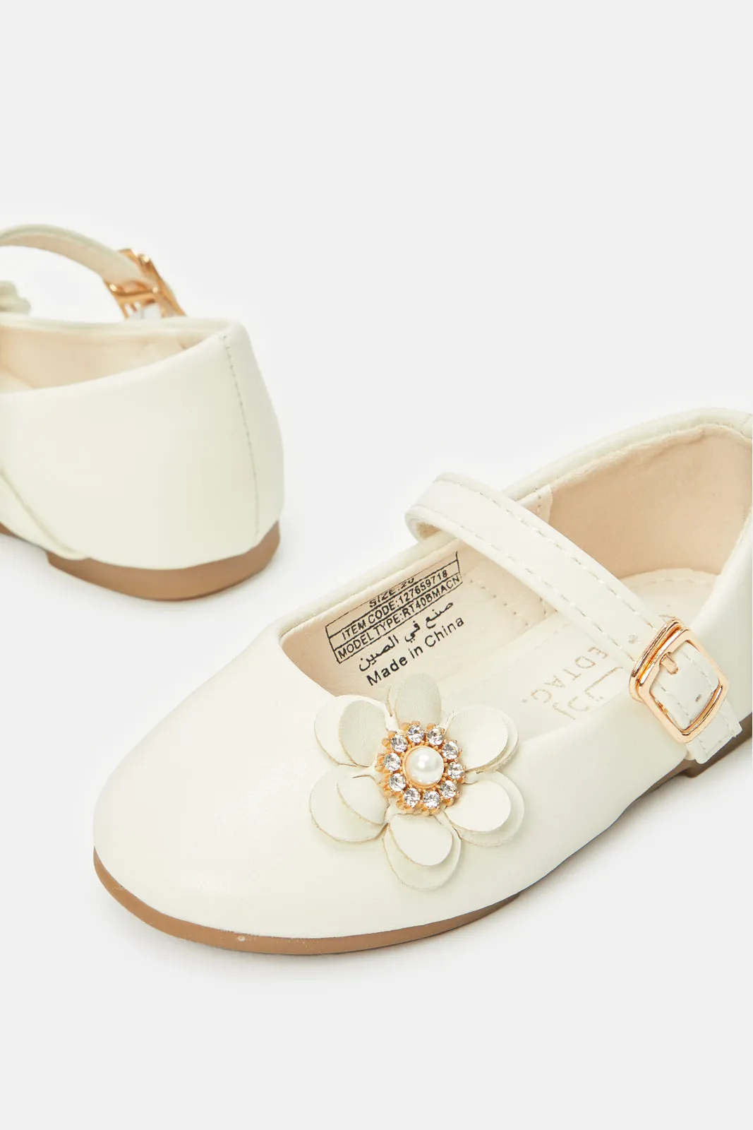 Infant Girls Cream Pearl Ballerina