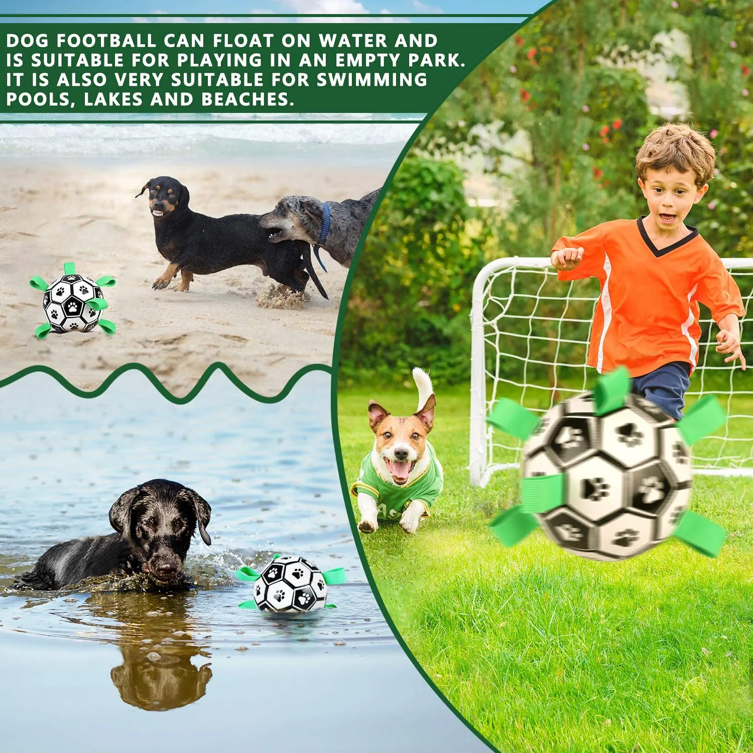 Interactive Pet Football Toys with Grab Tabs Dog Outdoor training Soccer Pet Bite Chew Balls