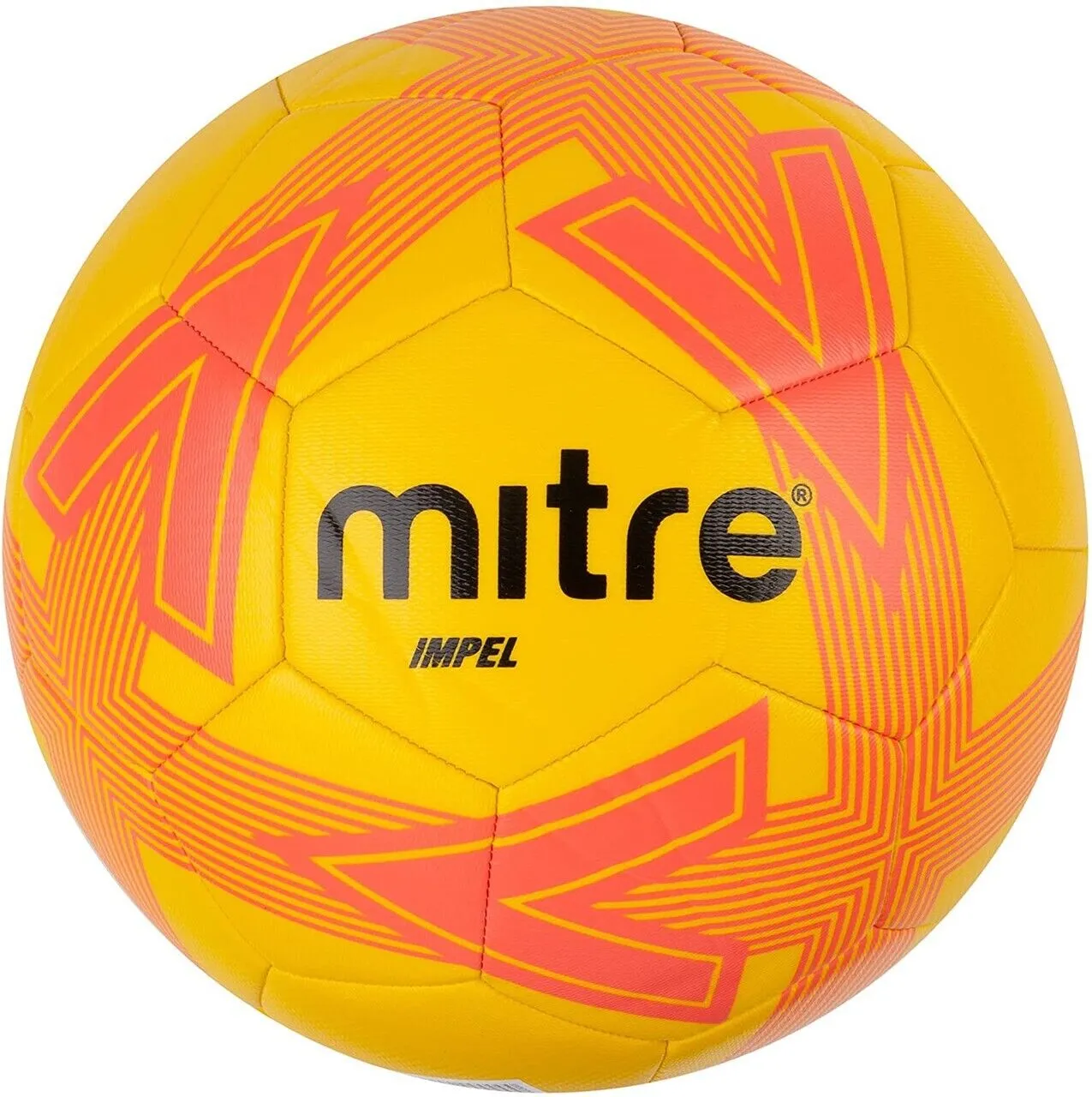 Junior Mitre Impel Training Soccer Ball Size 5 - Yellow Tangerine Black