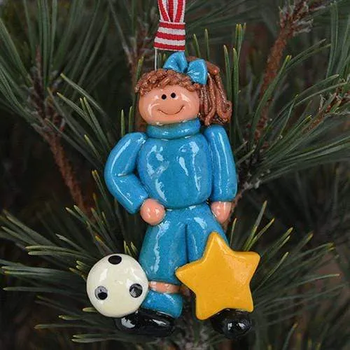 Junior Soccer Player Girl Christmas Ornament