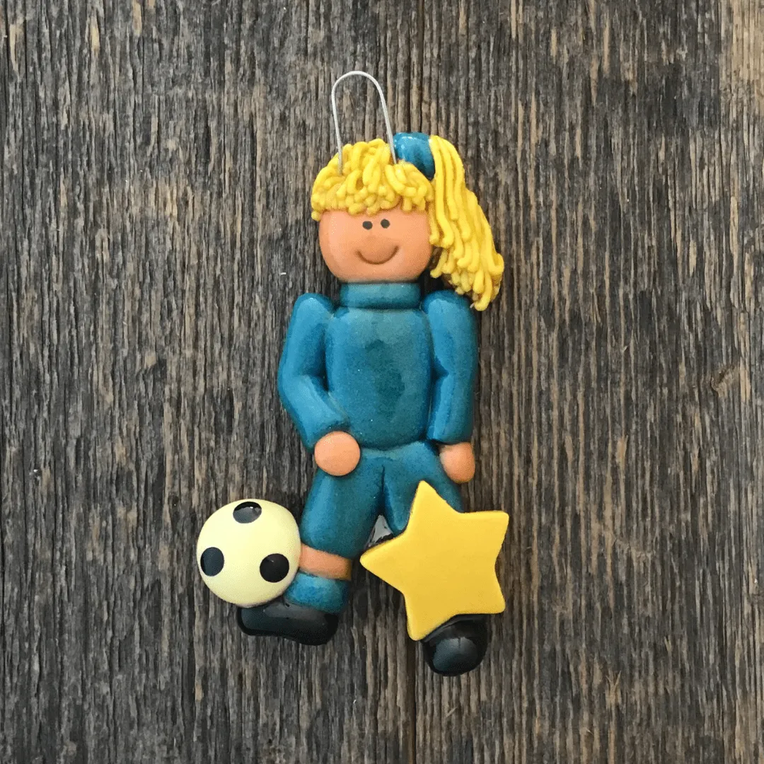 Junior Soccer Player Girl Christmas Ornament