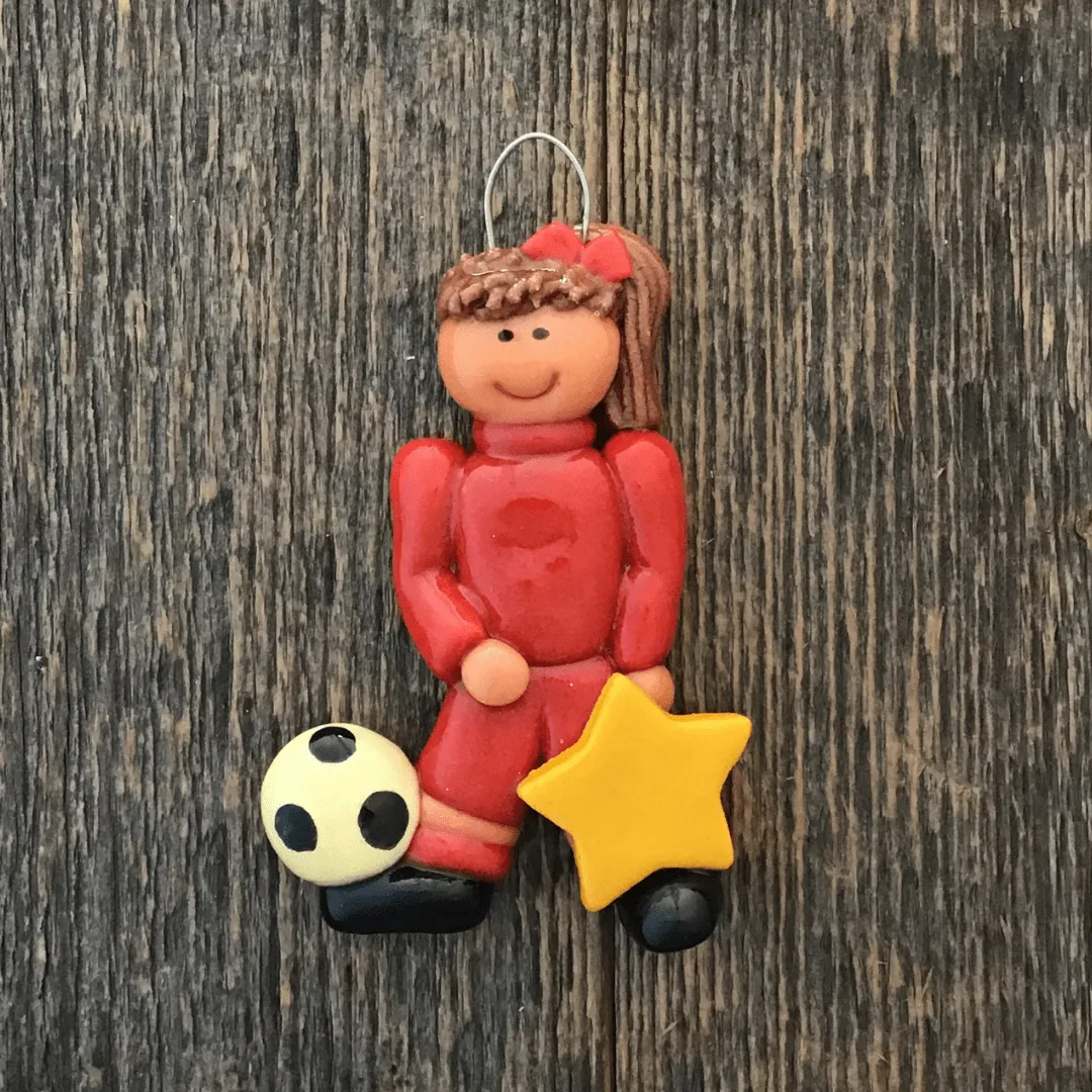 Junior Soccer Player Girl Christmas Ornament