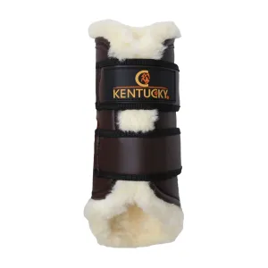 Kentucky Horsewear Leather Brushing Boots Front - Brown