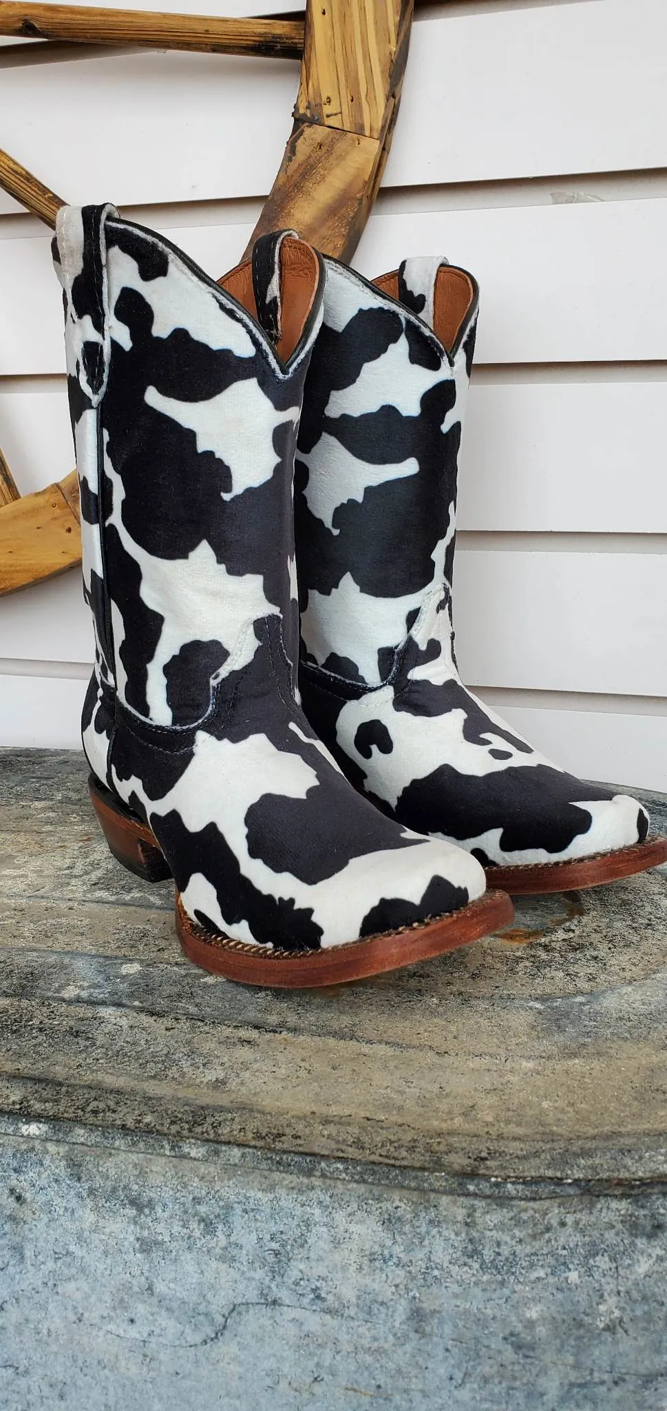 Kids Tanner Mark Faux Cow Hide Print Boot