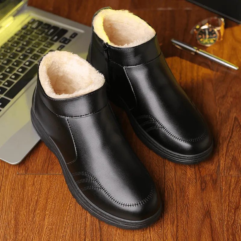 kkboxly kkboxly Men Comfy Microfiber Leather Warm Lined Business Casual Ankle Boots