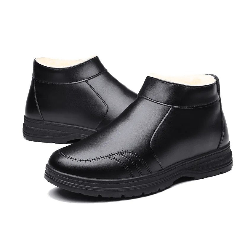 kkboxly kkboxly Men Comfy Microfiber Leather Warm Lined Business Casual Ankle Boots