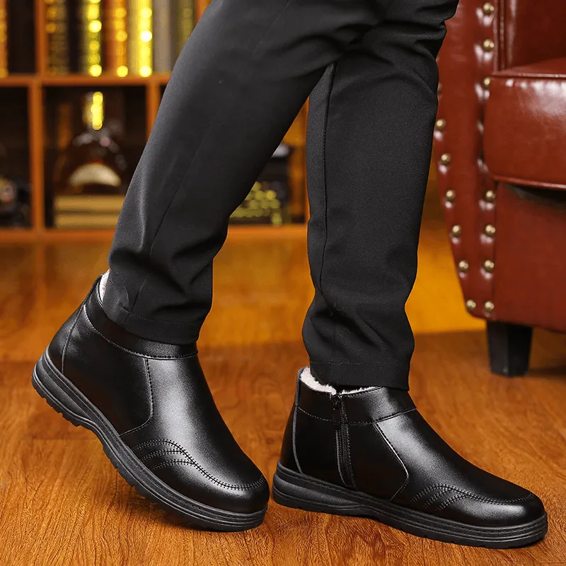 kkboxly kkboxly Men Comfy Microfiber Leather Warm Lined Business Casual Ankle Boots