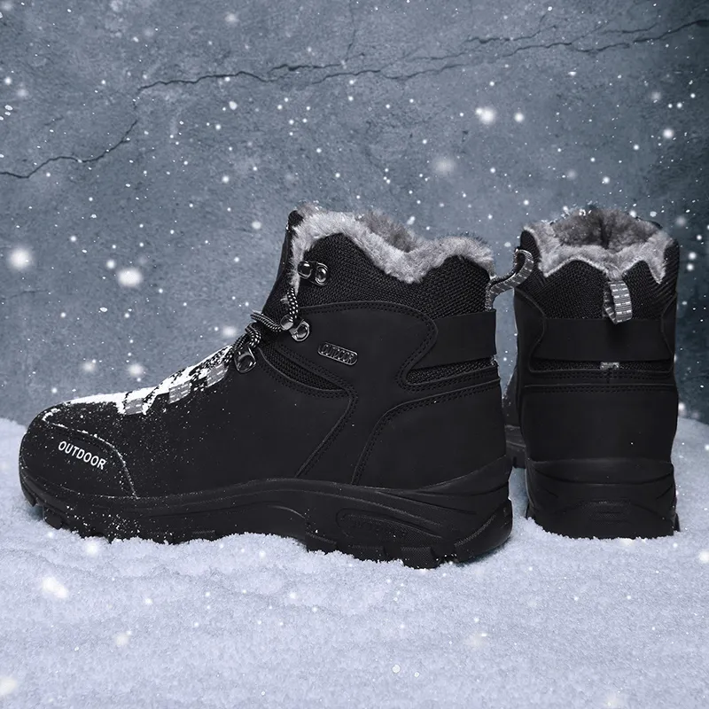 kkboxly kkboxly Men Outdoor Comfy Non Slip Wearable Plush Warm Winter Hiking Boots