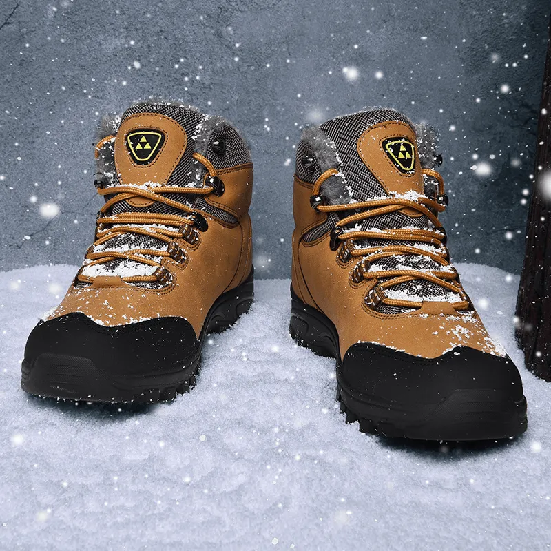 kkboxly kkboxly Men Outdoor Comfy Non Slip Wearable Plush Warm Winter Hiking Boots