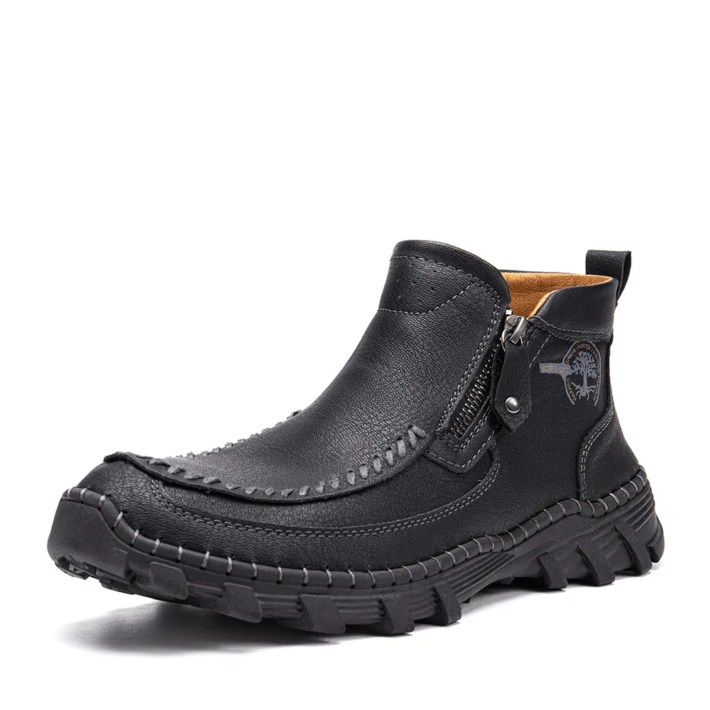 kkboxly kkboxly Men Outdoor Hand Stitching Non Slip Soft Sole Side Zipper Ankle Boots