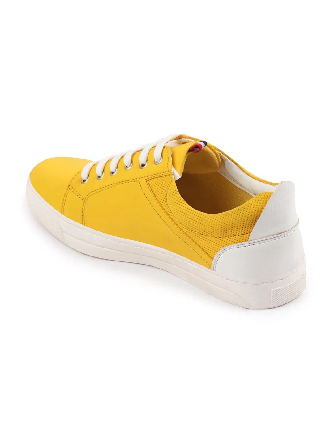 Men Yellow/White Classic Lace Up Sneakers