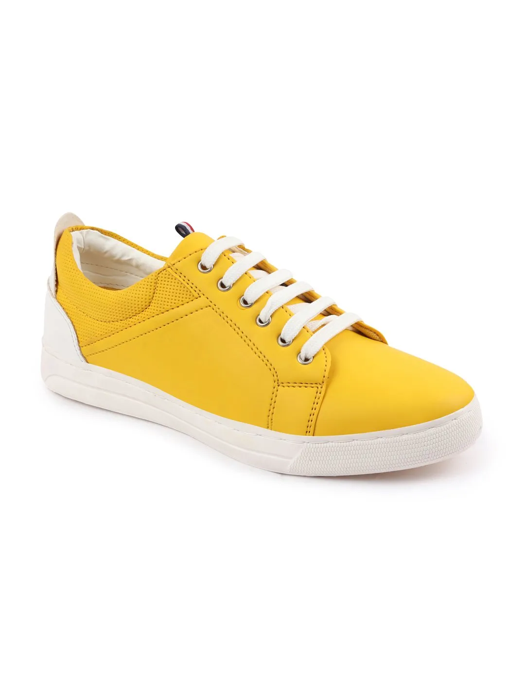 Men Yellow/White Classic Lace Up Sneakers