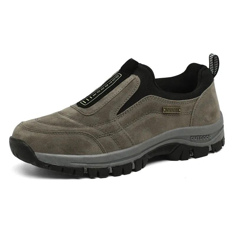 Men's Outdoor Winter Slip-On Sneakers - Breathable Suede Leather, Anti-Skid Casual Walking Shoes