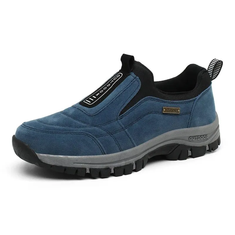 Men's Outdoor Winter Slip-On Sneakers - Breathable Suede Leather, Anti-Skid Casual Walking Shoes