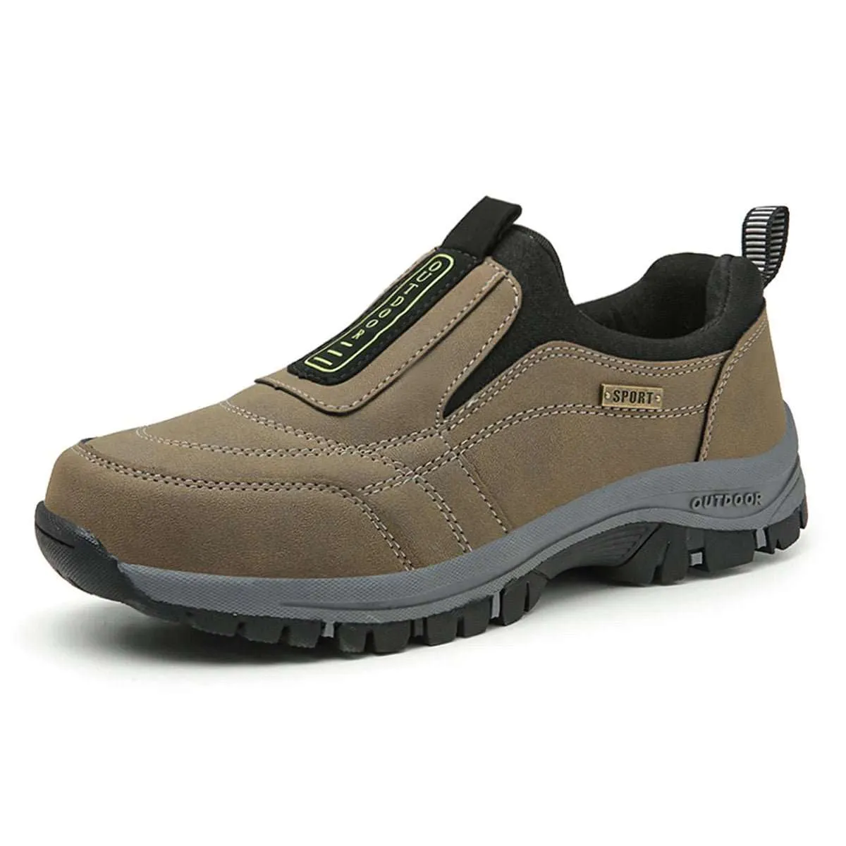 Men's Outdoor Winter Slip-On Sneakers - Breathable Suede Leather, Anti-Skid Casual Walking Shoes