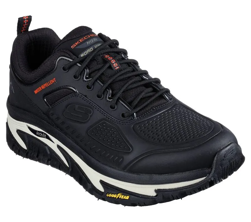 Men's Wide Fit Skechers 237333 Arch Fit Road Walker Recon Good Year Trainers - Black