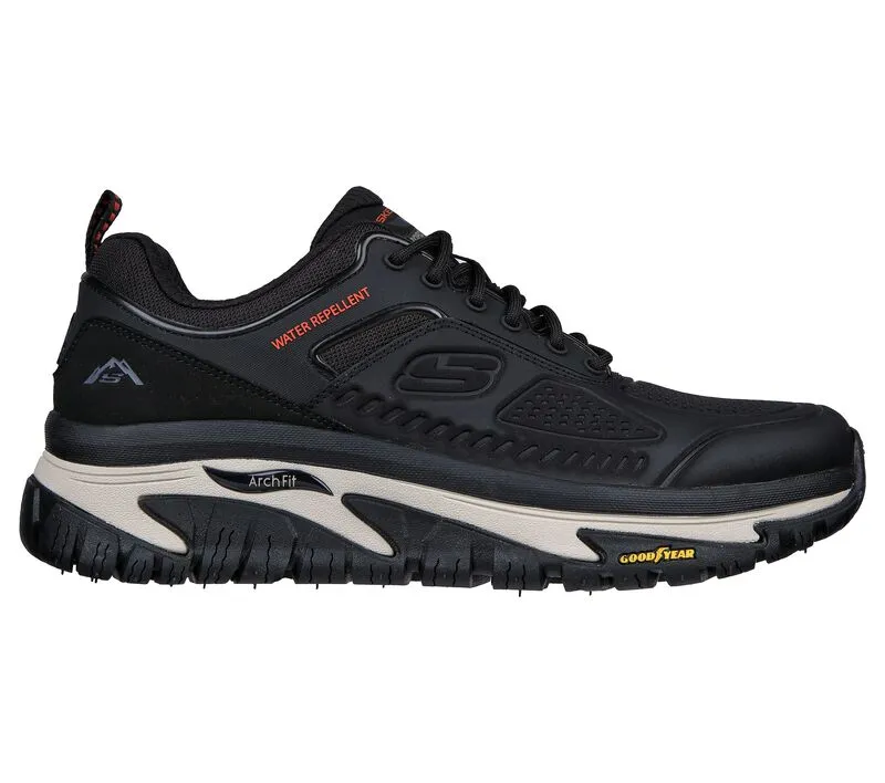 Men's Wide Fit Skechers 237333 Arch Fit Road Walker Recon Good Year Trainers - Black