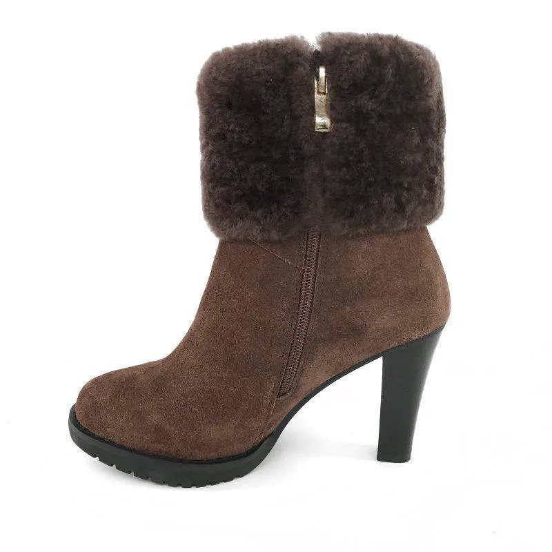 MUBO UGG BOOTS High Heel Insole TPR Sole Brown