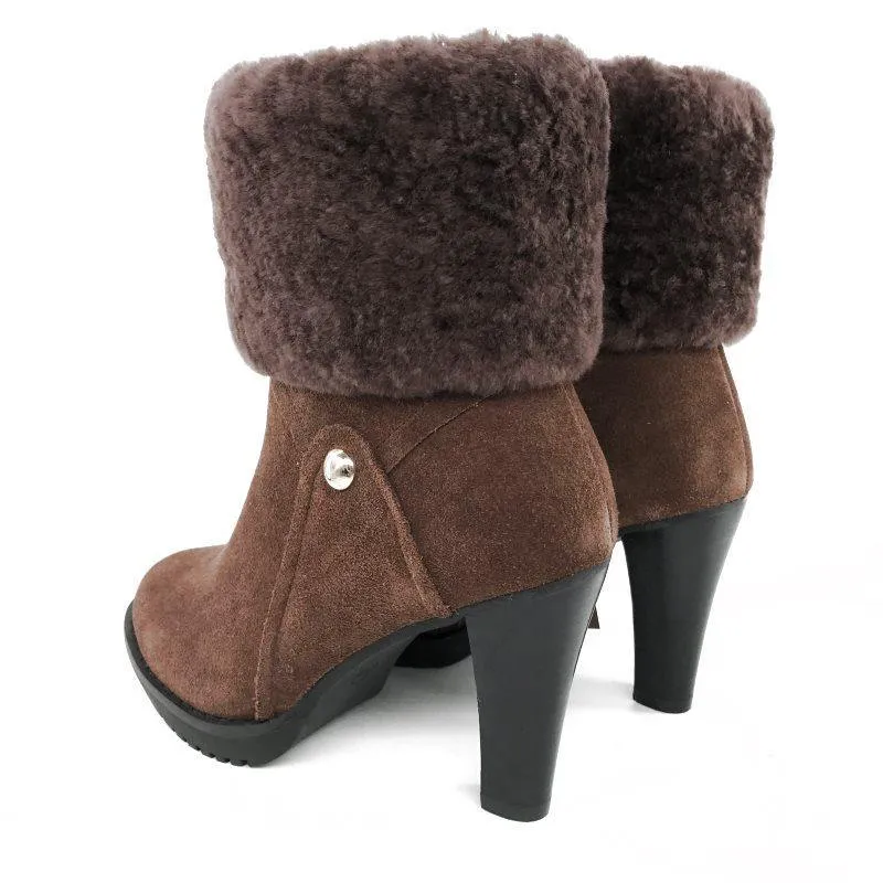 MUBO UGG BOOTS High Heel Insole TPR Sole Brown