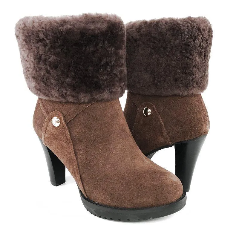 MUBO UGG BOOTS High Heel Insole TPR Sole Brown