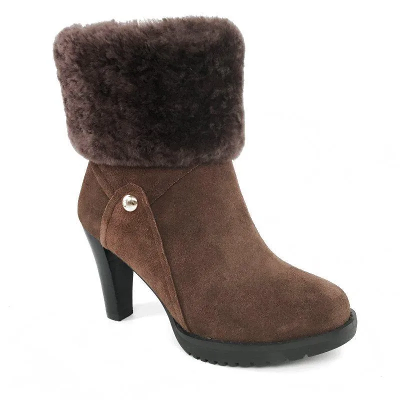 MUBO UGG BOOTS High Heel Insole TPR Sole Brown