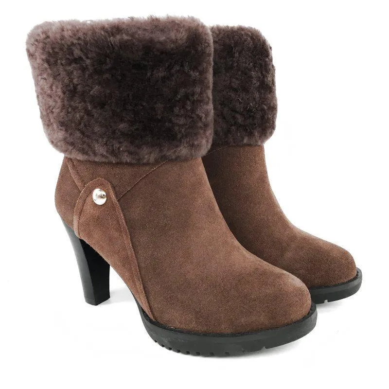 MUBO UGG BOOTS High Heel Insole TPR Sole Brown