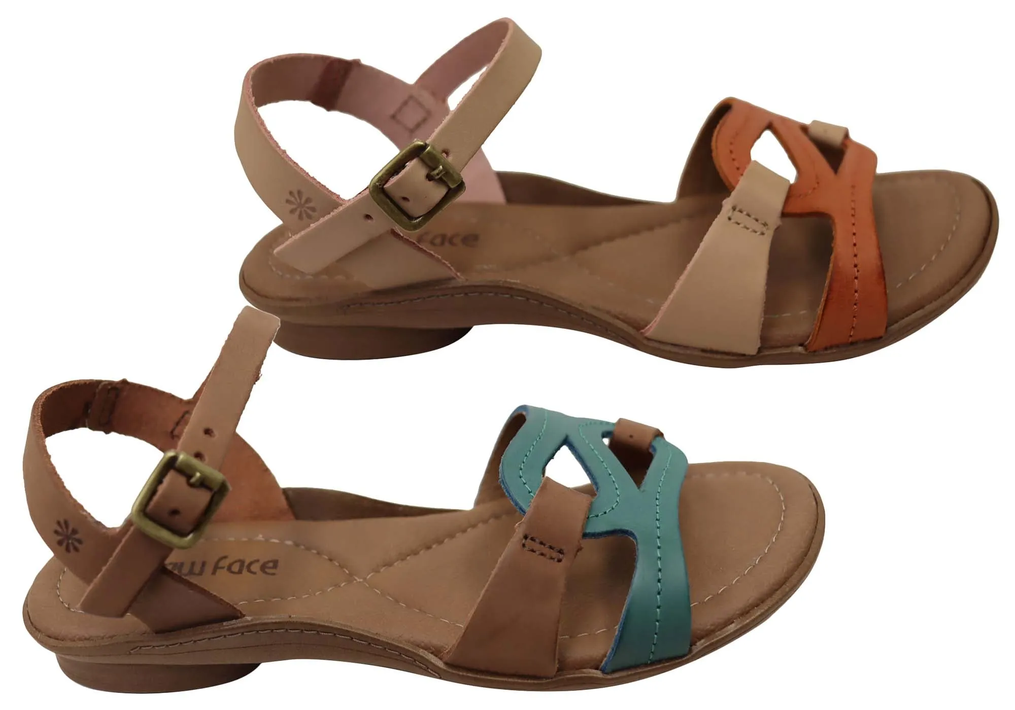 New Face Leni Womens Comfortable Leather Sandals Made In Brazil