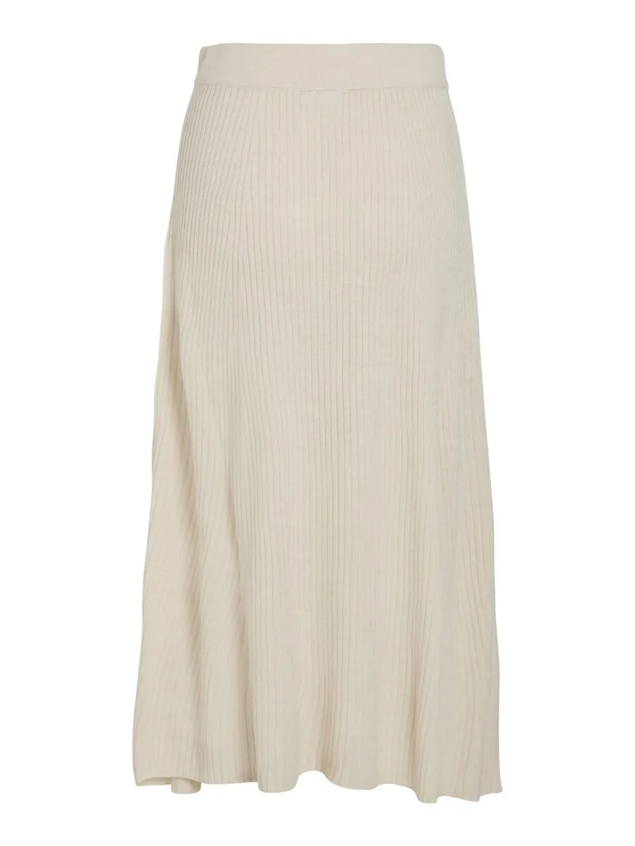 Olina Rib Knit Midi Skirt (Super Light Natural)