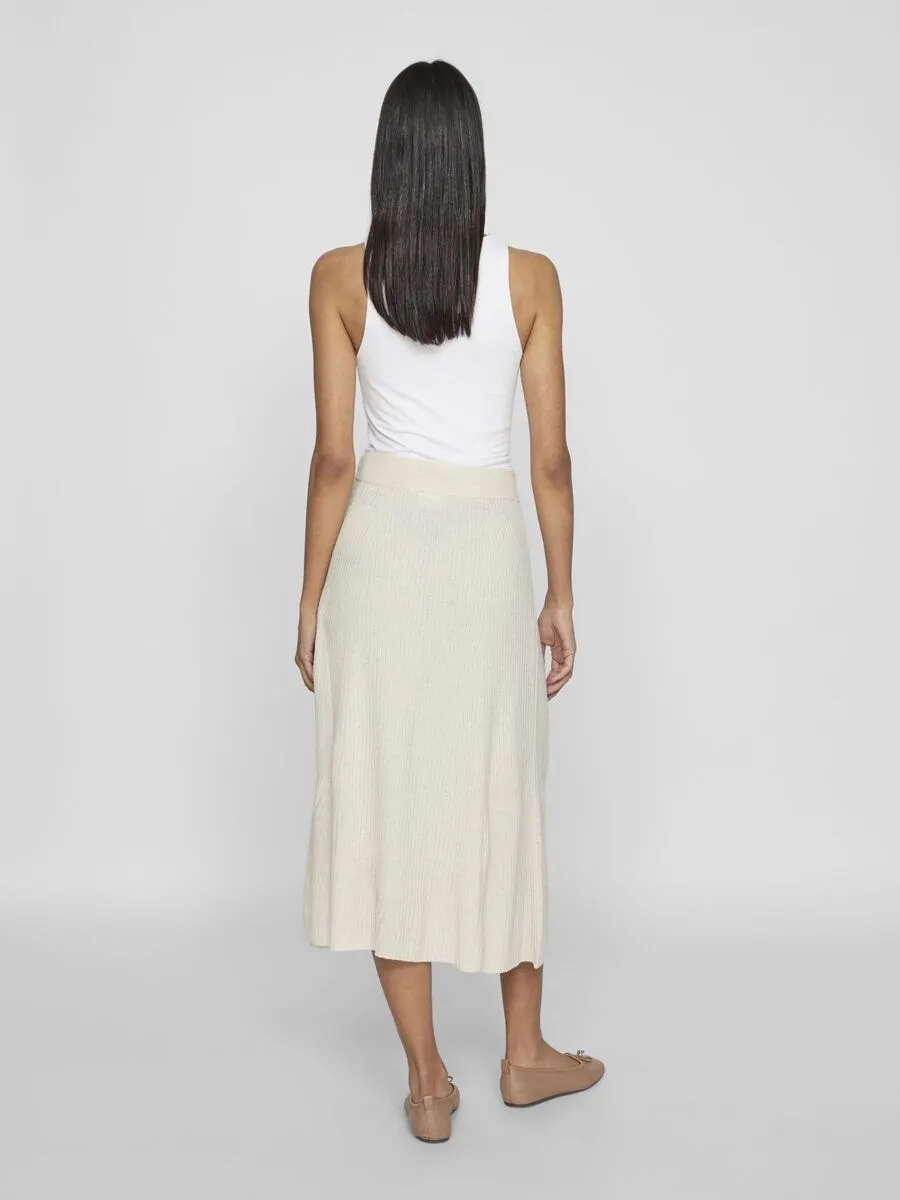 Olina Rib Knit Midi Skirt (Super Light Natural)