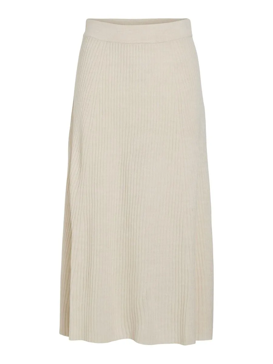 Olina Rib Knit Midi Skirt (Super Light Natural)