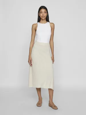 Olina Rib Knit Midi Skirt (Super Light Natural)