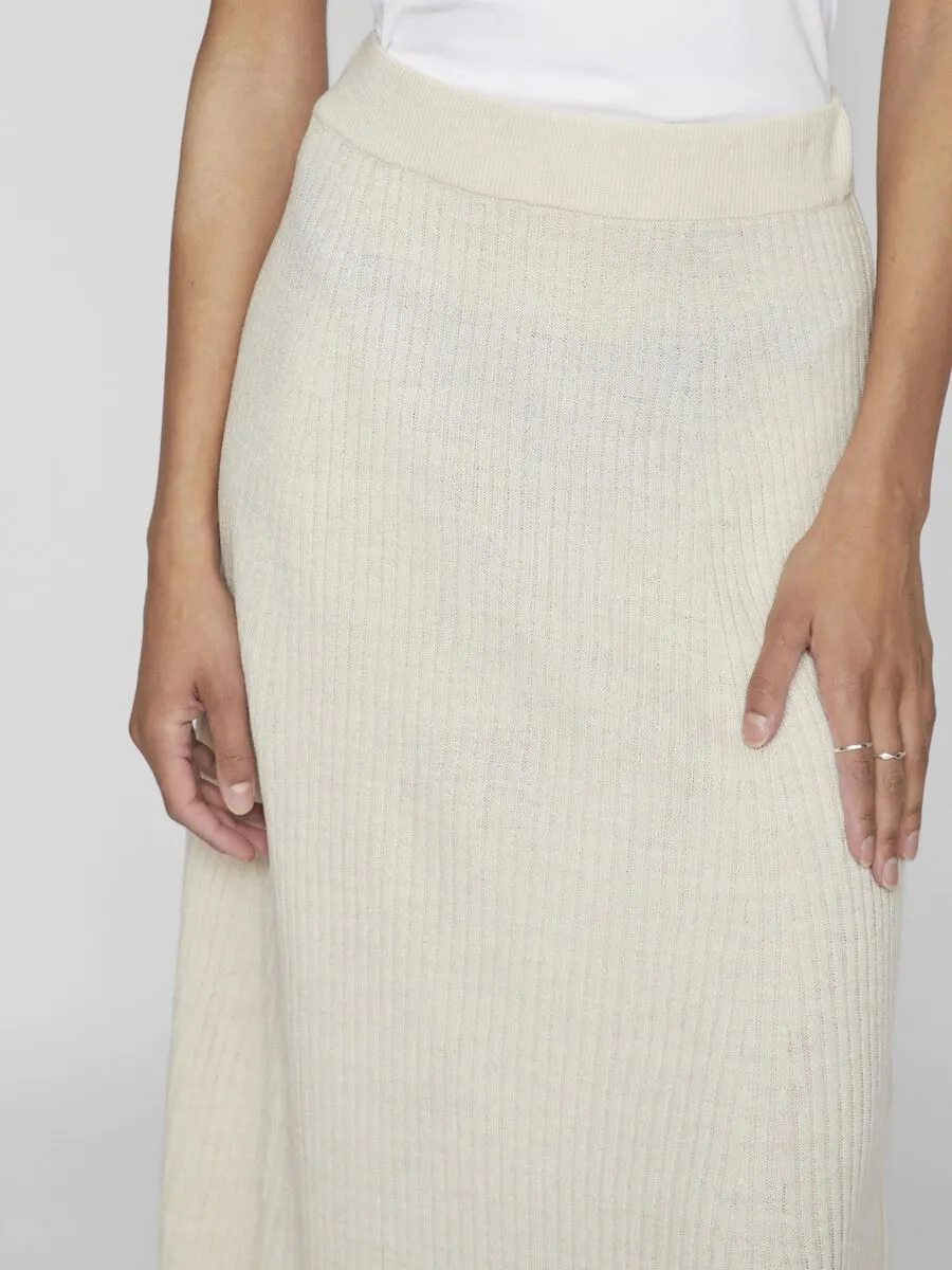 Olina Rib Knit Midi Skirt (Super Light Natural)