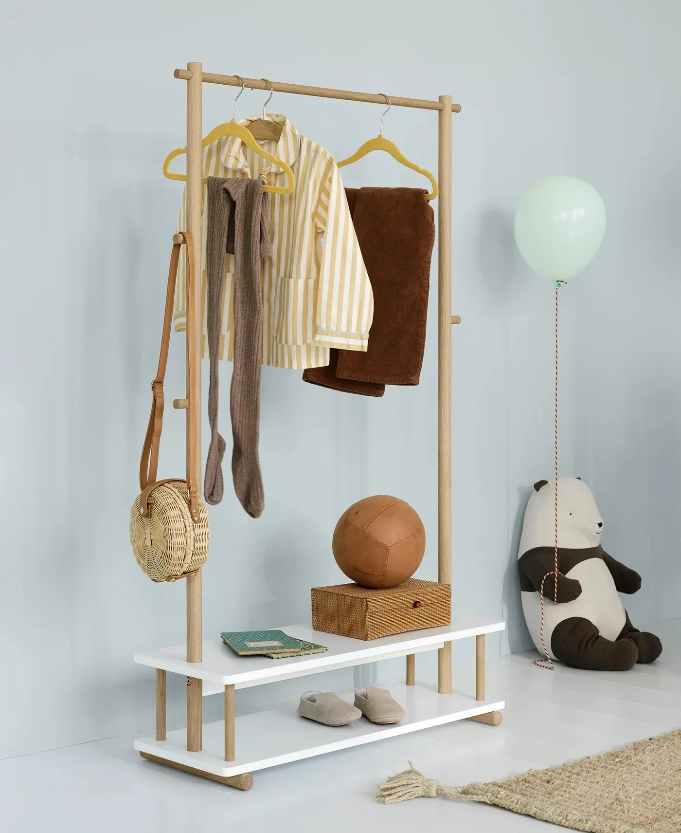 Oliver, Camp Clothes Rail, White/Oak