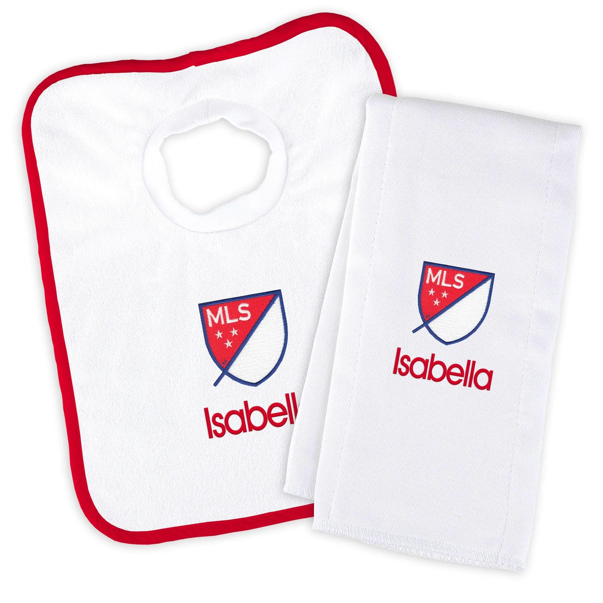 Personalized MLS Crest Bib and Burp Cloth Set