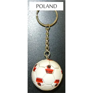 Poland Soccer Ball Metal Key Chain