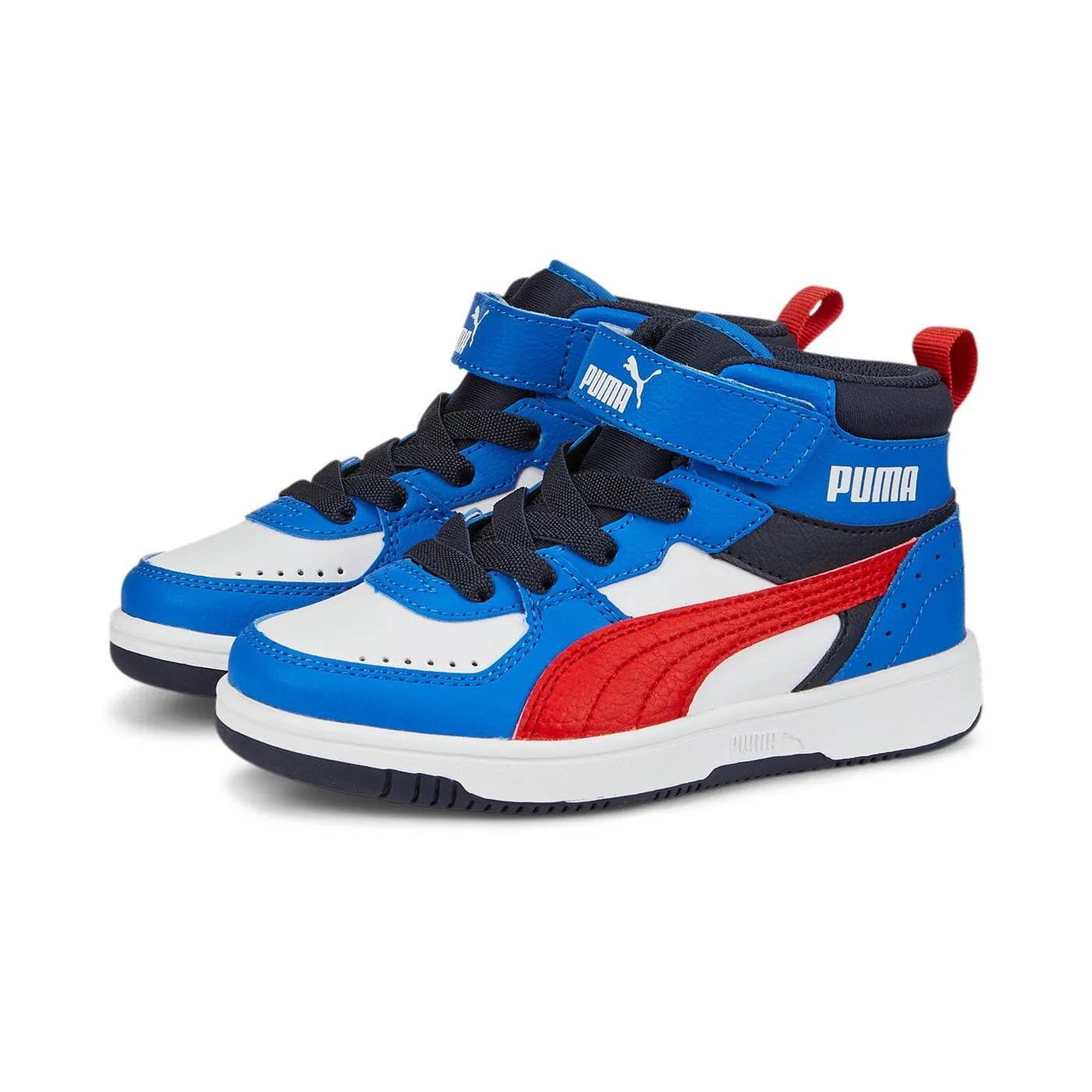 Puma sneakers alta da bambino Rebound JOY 388448 04 bianco rosso blu