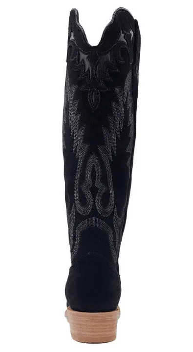 R. Watson Women's Black Rough Out Cutter Toe Cowgirl Boots RWL8420-1