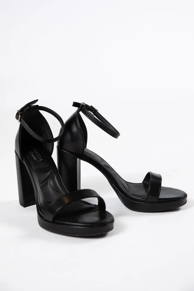 Shivani Black Leather Heels