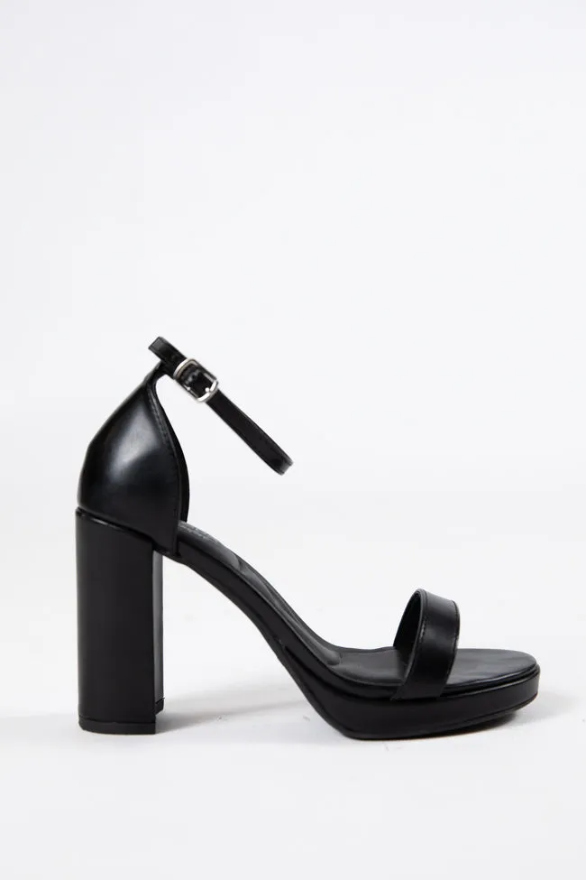 Shivani Black Leather Heels