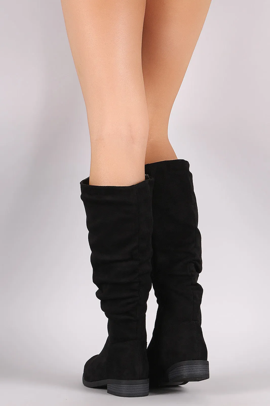 Slouchy Suede Riding Knee High Boots