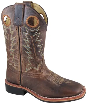 Smoky Mountain Boots Waxed Distressed Brown Square Toe Jesse Boots for Youth