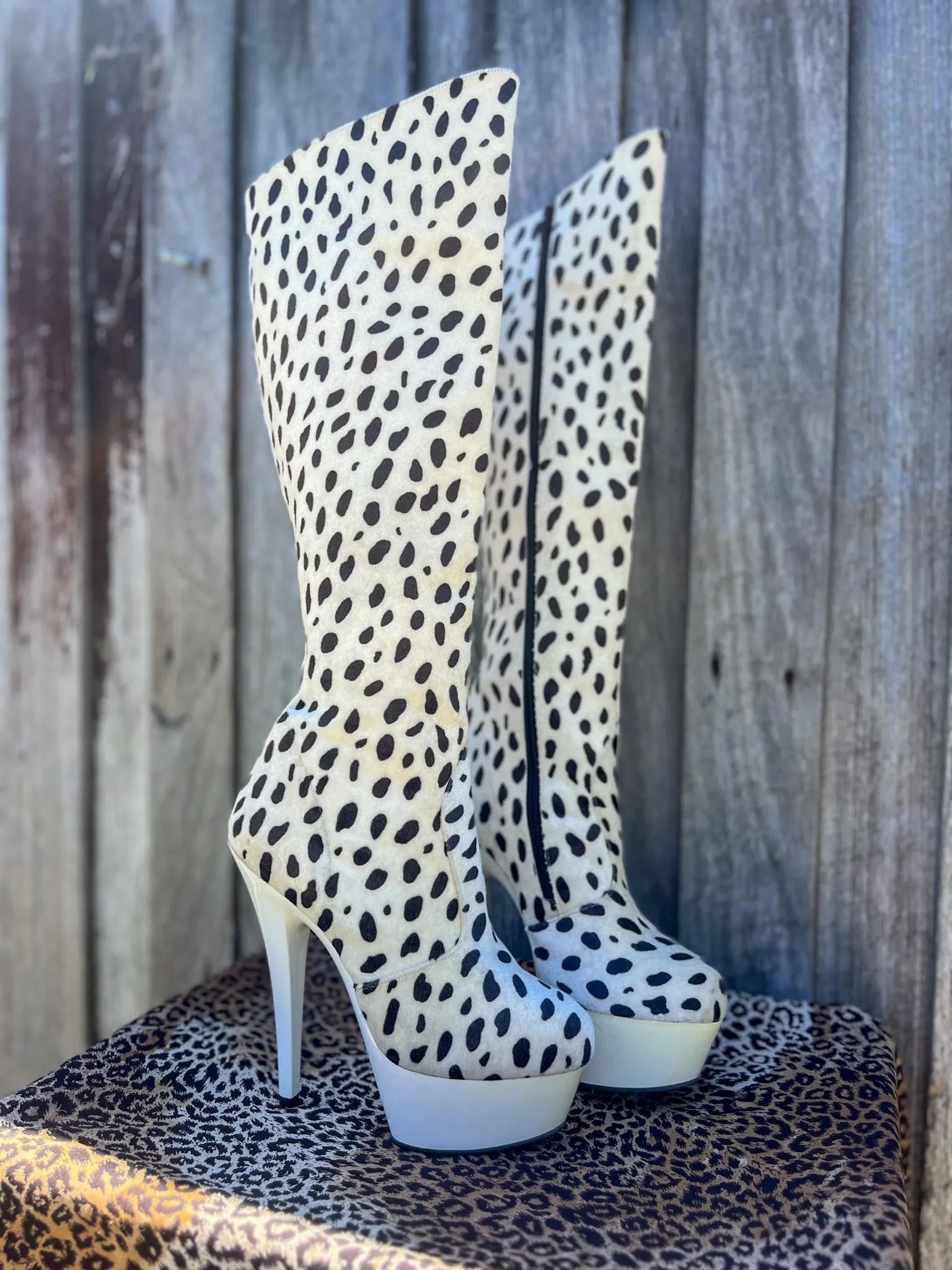 Snow Leopard Heeled Boots