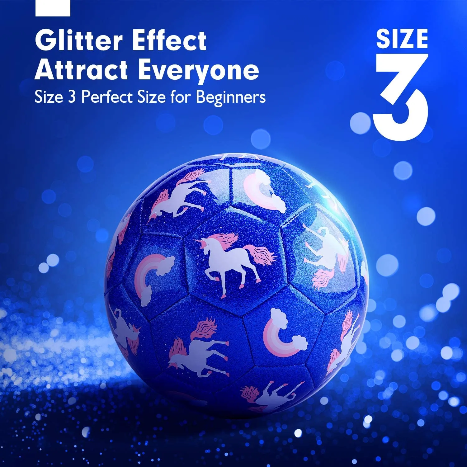 Soccer Ball Size 3 Glitter Effect with Pump