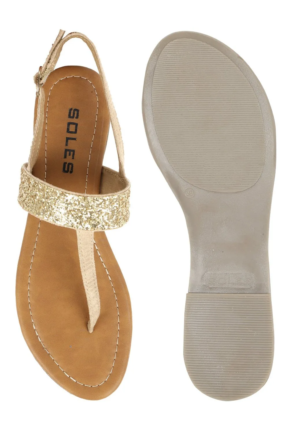 SOLES Radiant Gold Flat Sandals