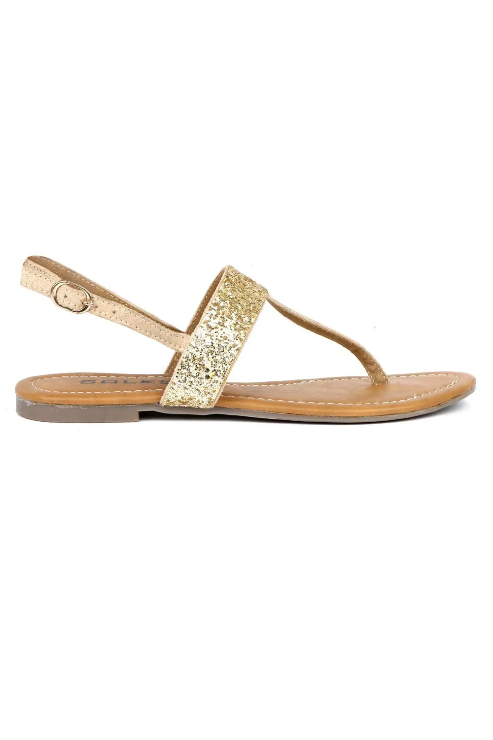 SOLES Radiant Gold Flat Sandals