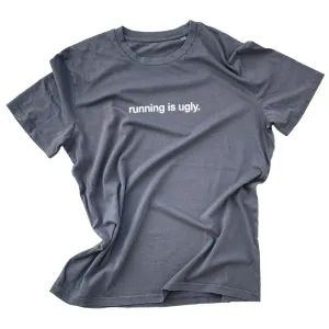 tee, running is ugly, vintage black.