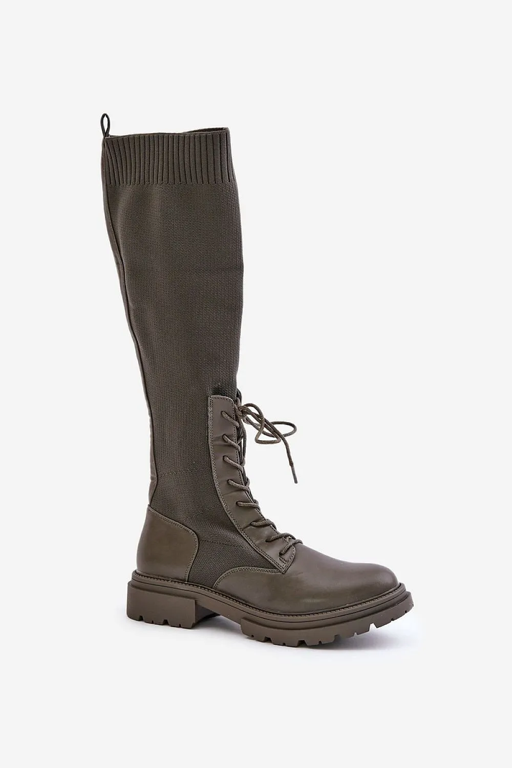 TEEK - Laced Mixed Media Covered Calf Boots