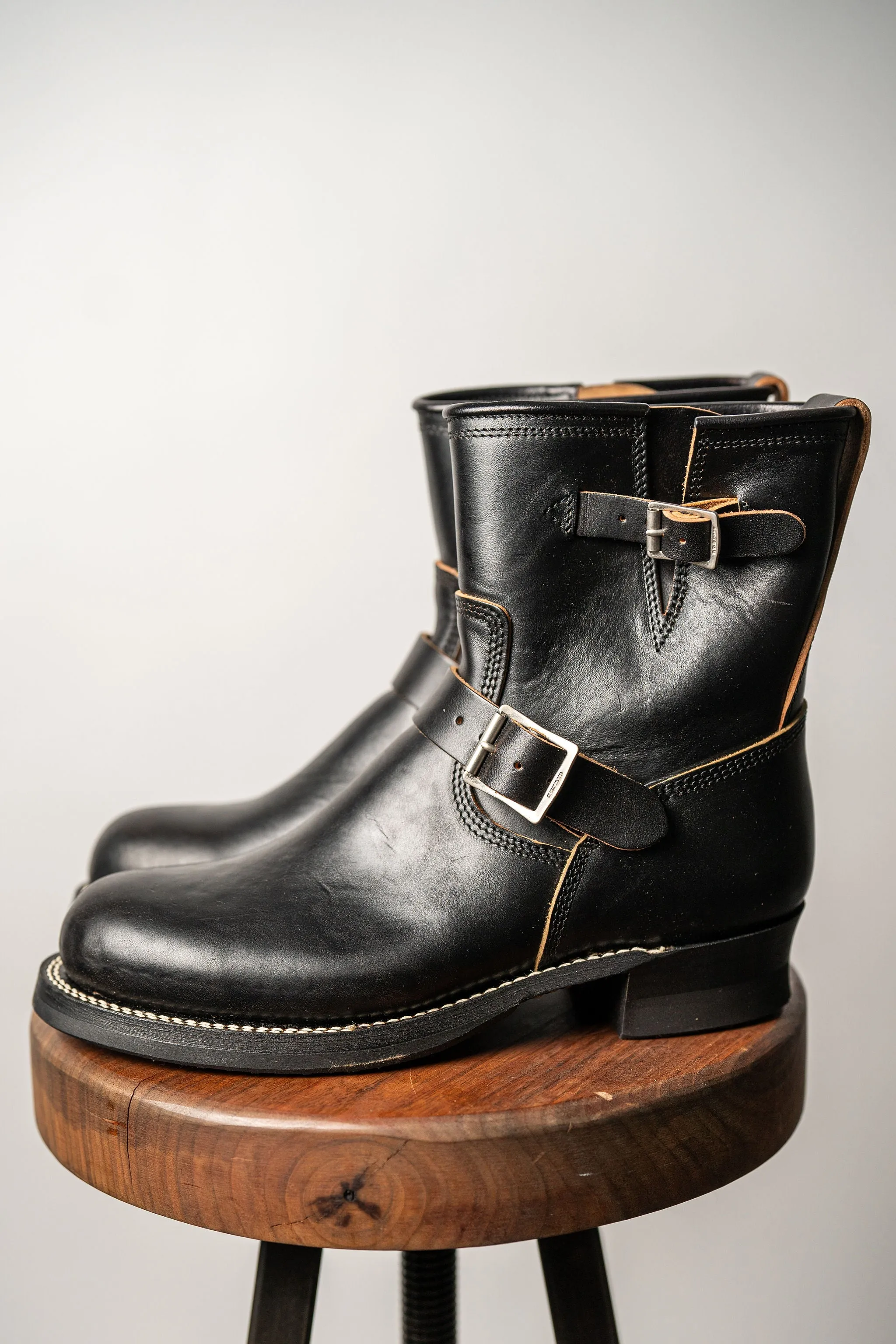 The Flat Head FN-FB-001 Horsehide Engineer Boots - Black