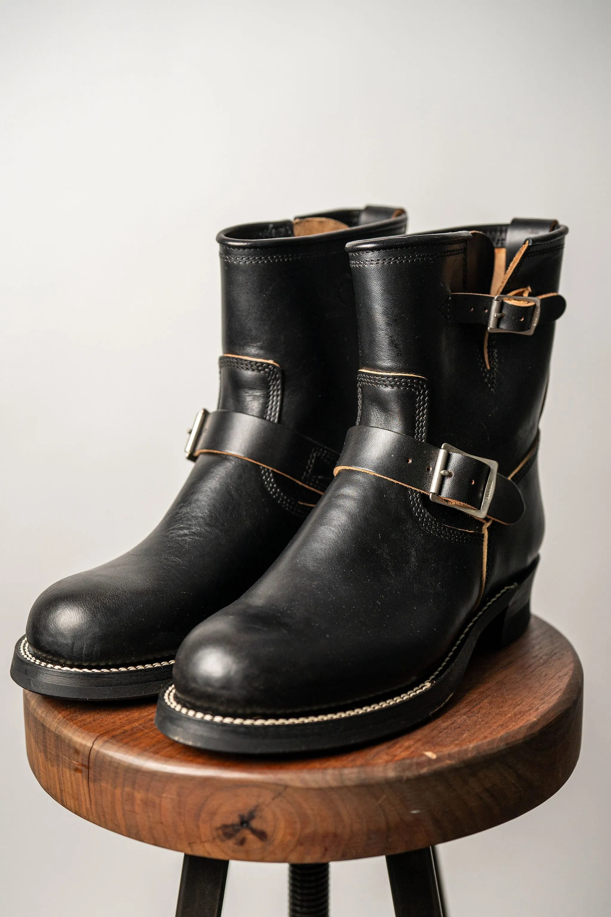 The Flat Head FN-FB-001 Horsehide Engineer Boots - Black