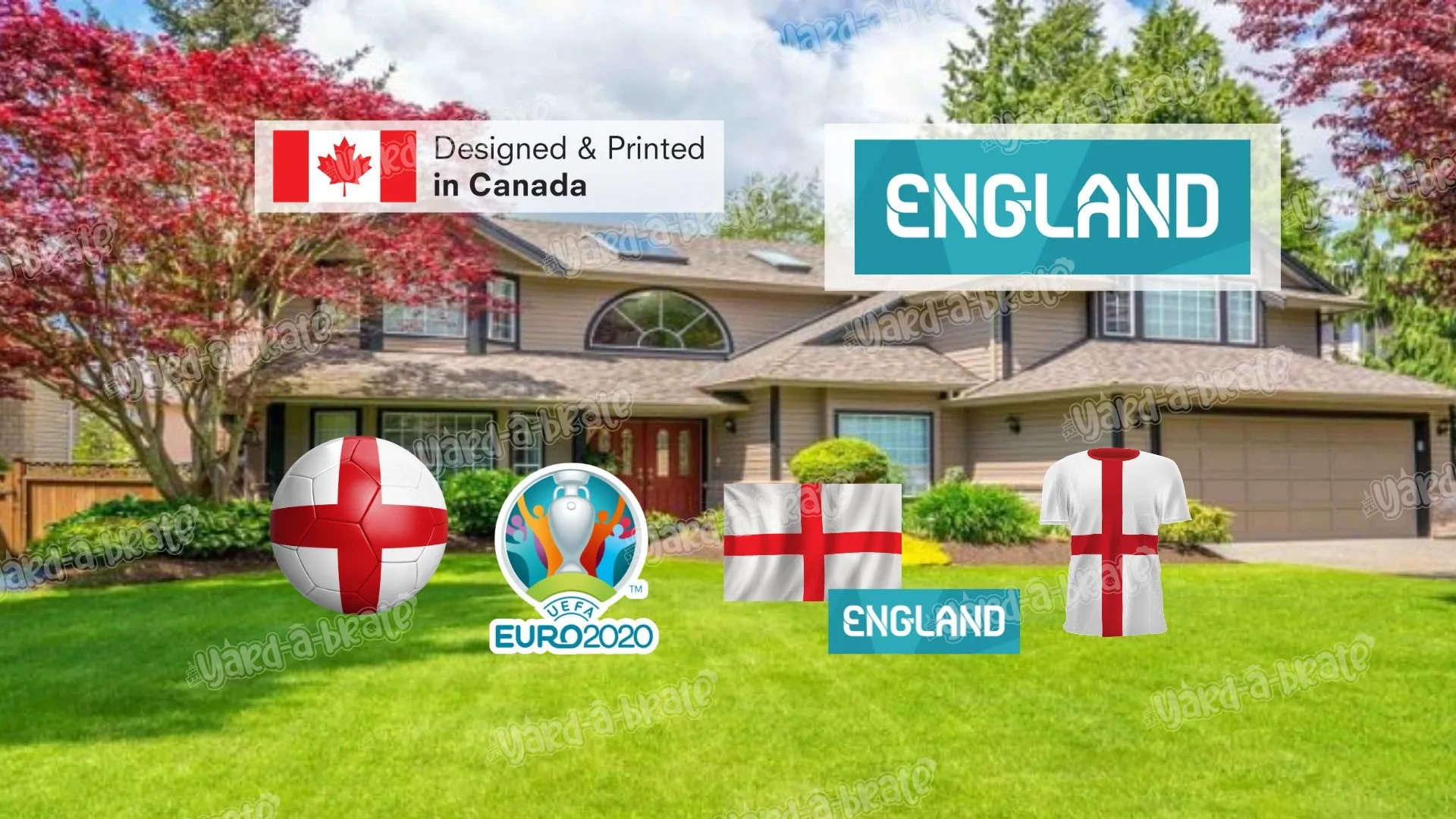 UEFA Euro 2020 Soccer - 24" Tall Decors  (Total 5 pcs) | Team England or France or Germany | Yard Sign Outdoor Lawn Decorations